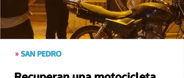 Recuperan una motocicleta robada tras operativo policial